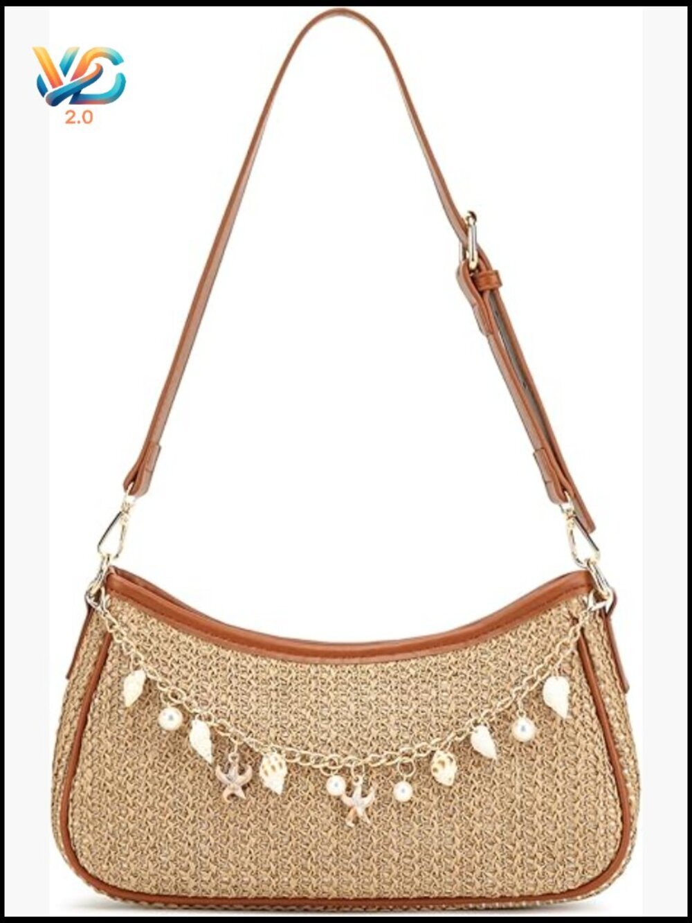 Raffia Straw Shoulder Bag Boho Woven Beach Purse Summer Hobo Zipper